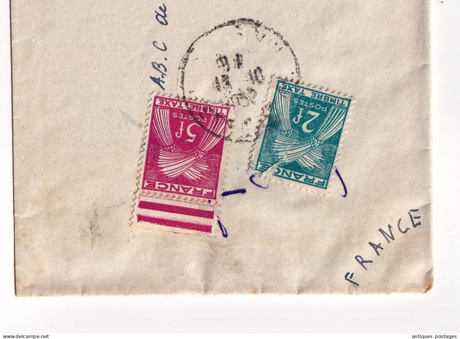 Lettre 1958 Stavelot Belgique Pour Paris Timbres Taxe Paire Timbre Roi Léopold III 1F75 Belge - Cartas & Documentos