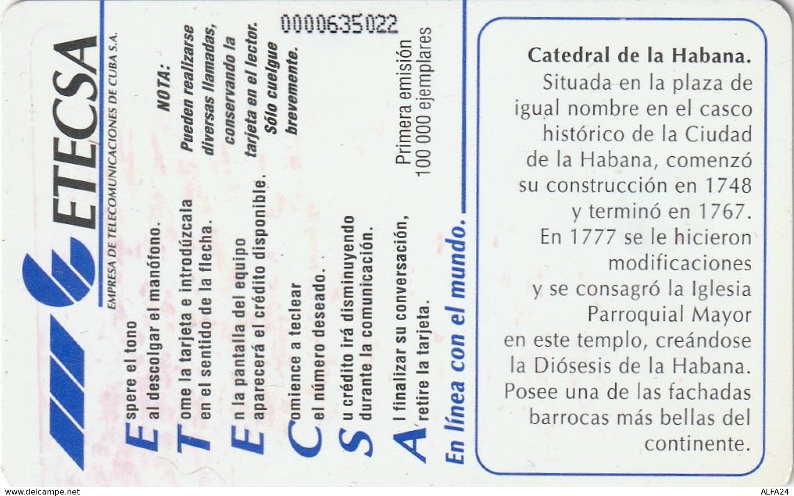 PHONE CARD CUBA  (CZ3506 - Cuba