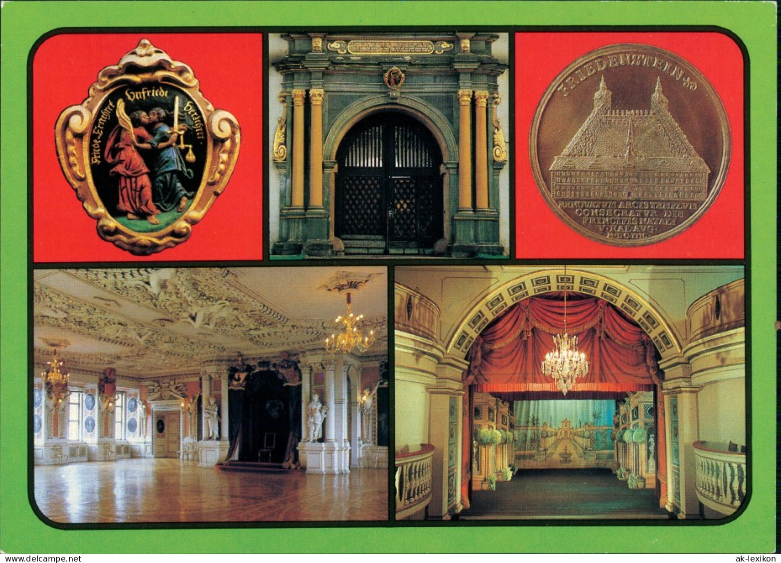 Gotha Schloß Friedenstein Mehrbildkarte Portal Innenansichten 1989 - Gotha
