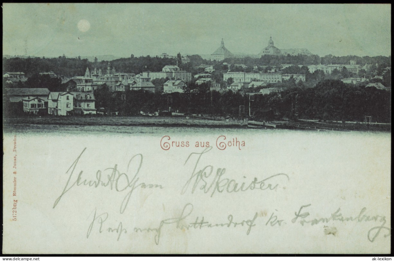 Ansichtskarte Gotha Stadtpartie - Mondschein Litho AK 1898 - Gotha