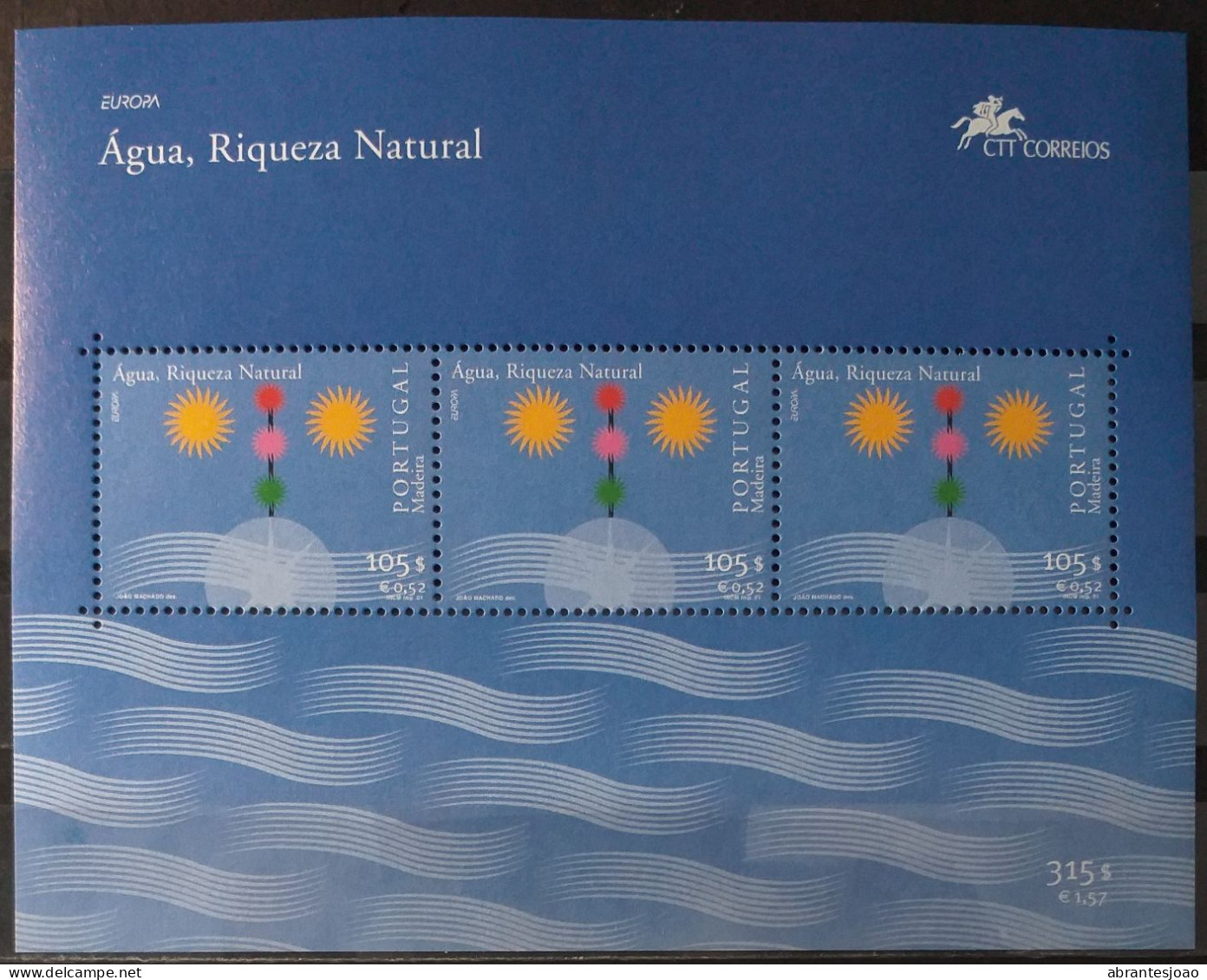 2001 - Portugal - MNH - Europa - Water, Natural Richness - Madeira - 1 Stamp + Souvenir Sheet Of 3 Stamps - Neufs