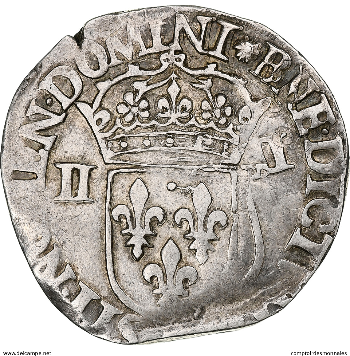 France, Henri III, 1/4 D'écu à La Croix De Face, Date Incertaine, Nantes - 1574-1589 Henri III