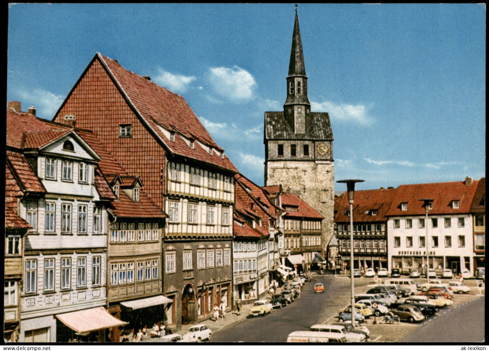 Ansichtskarte Osterode (Harz) Marktplatz Geschäfte Auto Parkplatz 1970 - Osterode
