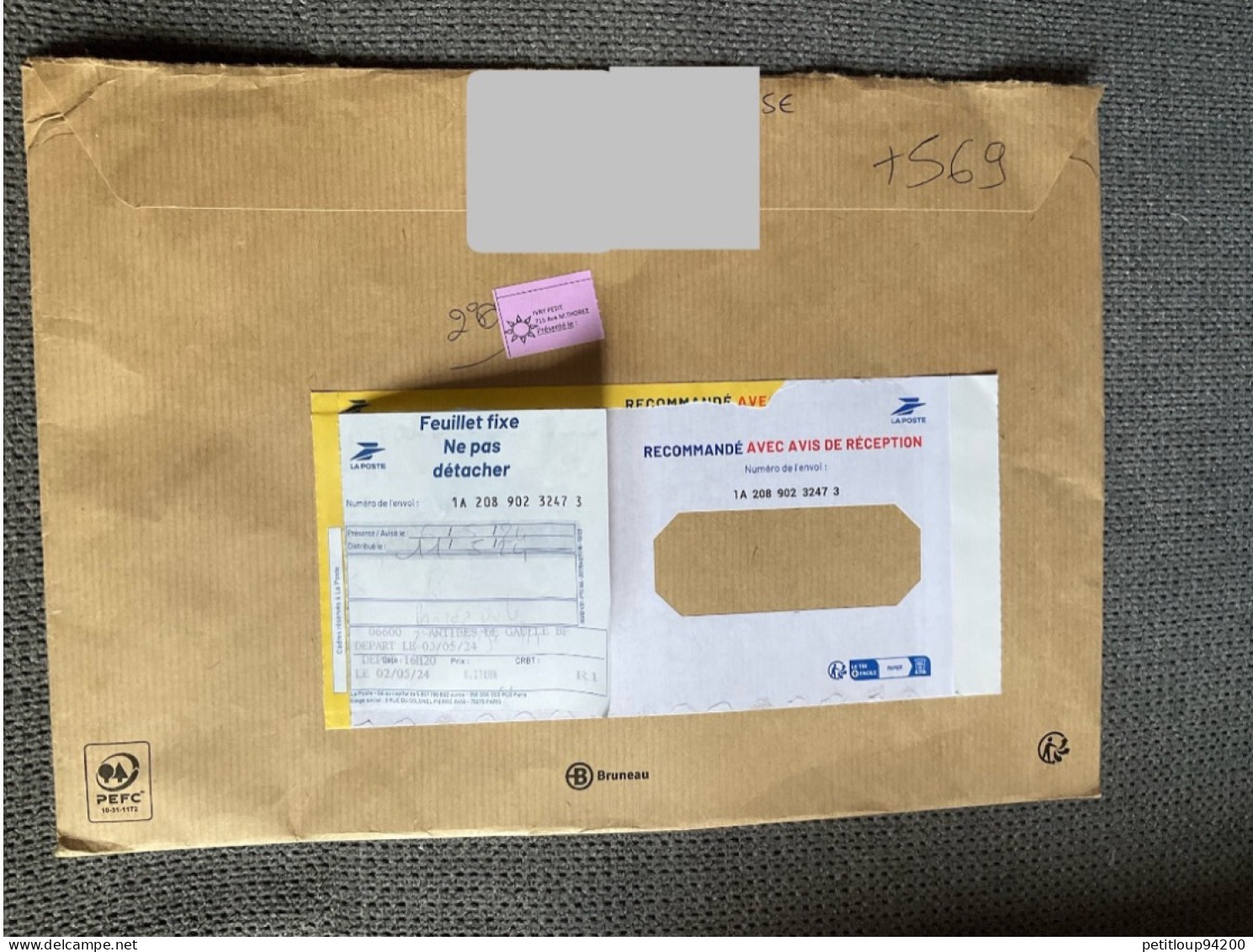 ENVELOPPE RECOMMANDÉE Non Affranchie - Lettres & Documents