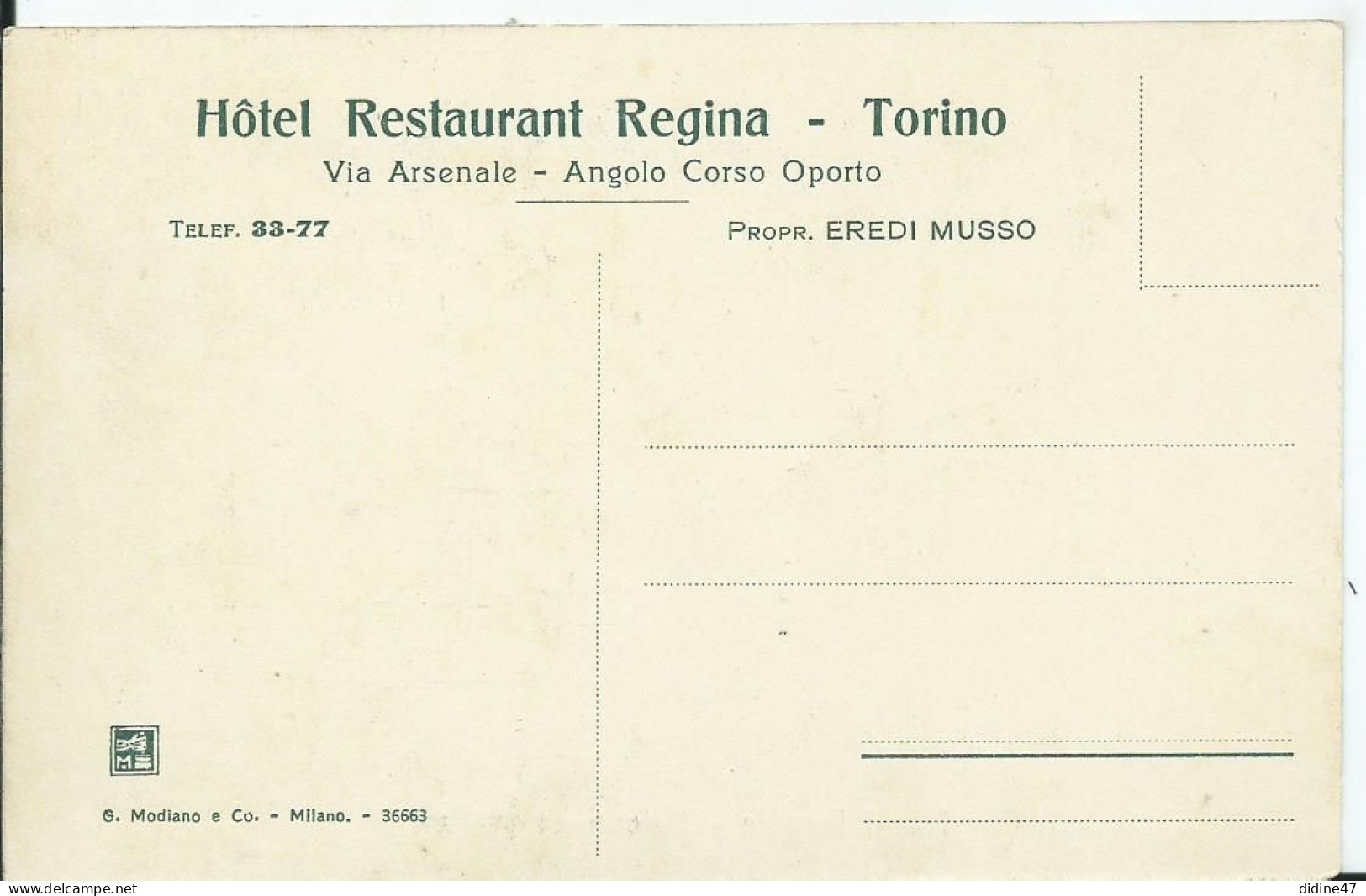 ITALIE - TORINO - HOTEL REGINA - Salone Da Pranzo - Bares, Hoteles Y Restaurantes