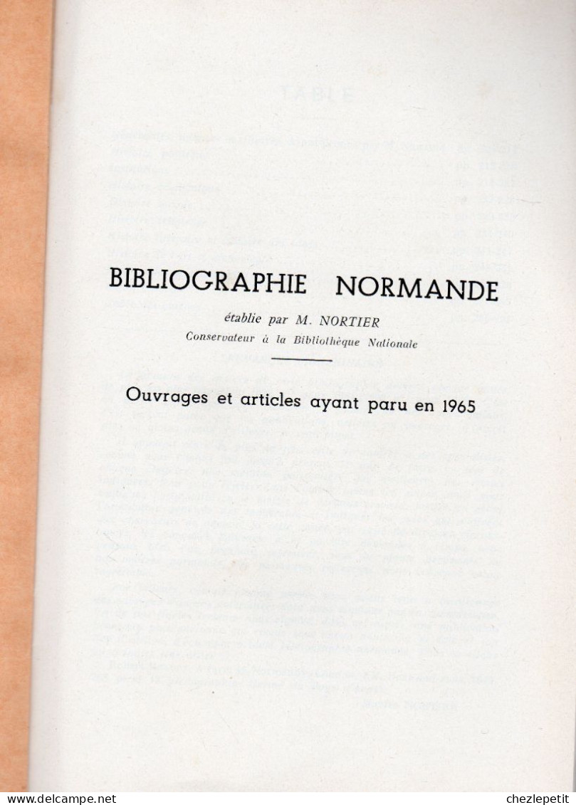 ANNALES DE NORMANDIE 1966 Bibliographie Normande - Normandië