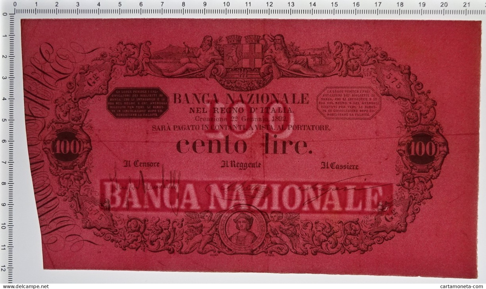 100 LIRE BANCA NAZIONALE NEL REGNO D'ITALIA 22/01/1892 SPL- - Otros & Sin Clasificación