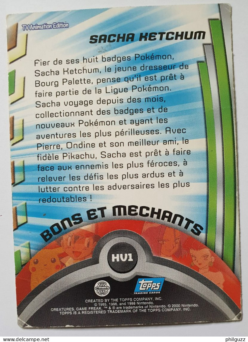 CARTE POKEMON HV1 SACHA HETCHUM TOPPS - Andere & Zonder Classificatie