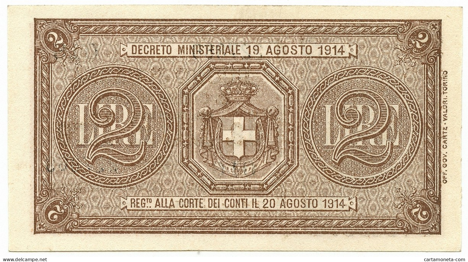 2 LIRE BUONO DI CASSA EFFIGE VITTORIO EMANUELE III 02/09/1914 SUP+ - Regno D'Italia - Altri