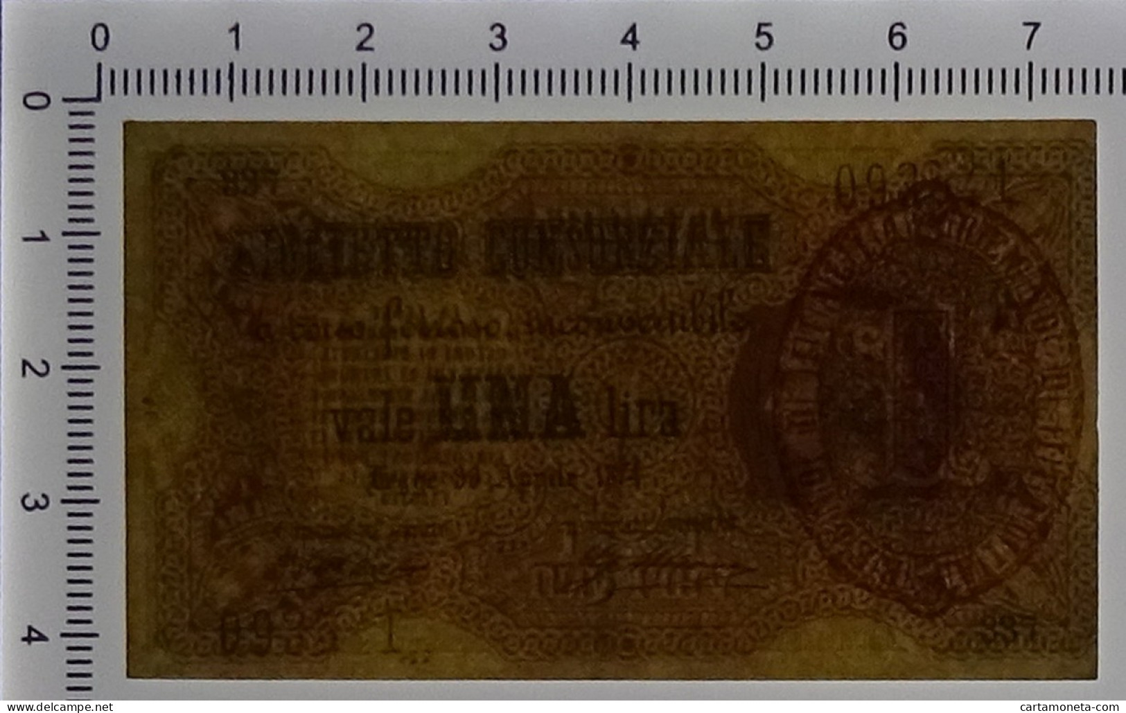 1 LIRA BIGLIETTO CONSORZIALE REGNO D'ITALIA 30/04/1874 BB/SPL - Biglietti Consorziale
