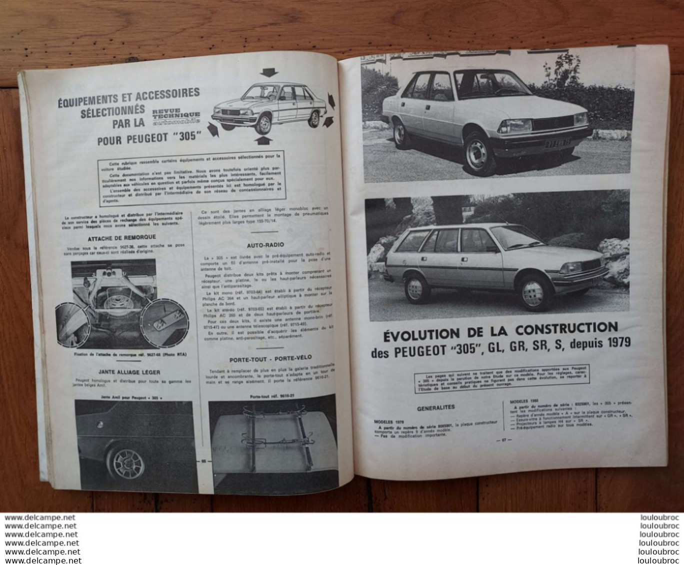 RTA REVUE TECHNIQUE AUTOMOBILE PEUGEOT 305 REVUE DE 108 PAGES  1989 - Auto