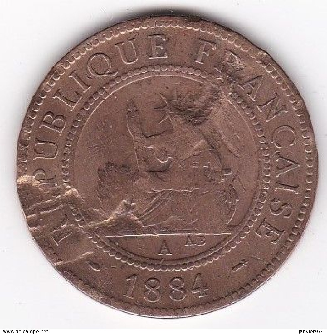 Cochinchine Française. 1 Centième 1884 A ,en  Bronze , Lec 13 - Cocincina