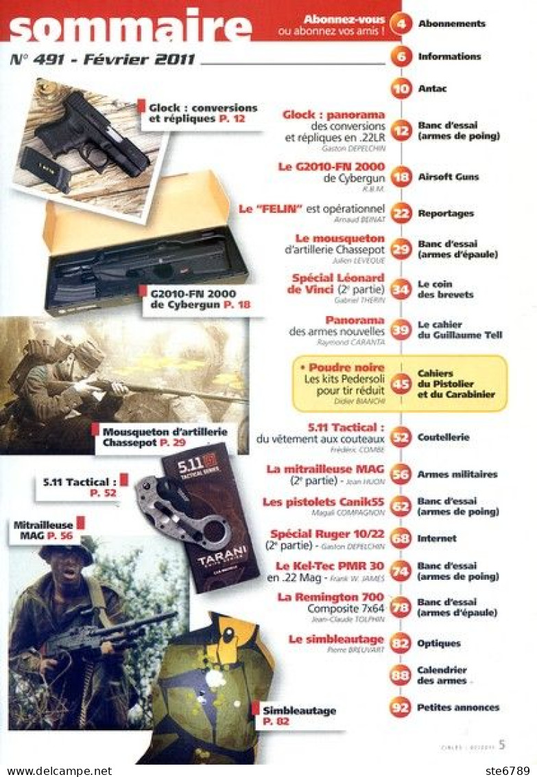 CIBLES N° 491 Revue Armes Et Tir Glock , Le FELIN , Mitrailleuse MAG  , Le Mousqueton , Remington 700 - Francese