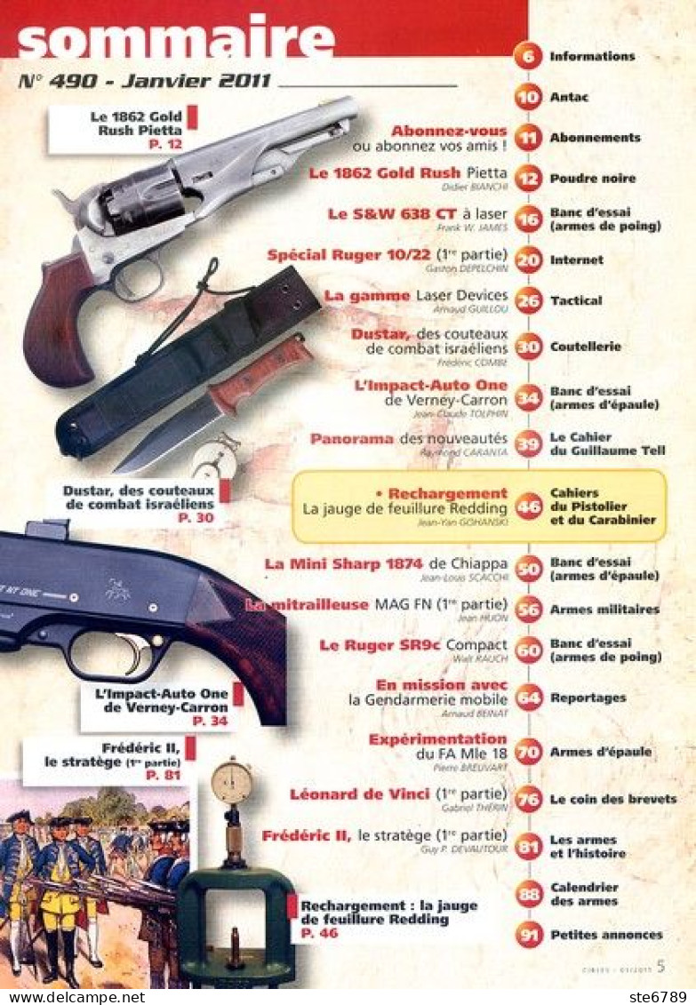 CIBLES N° 490 Revue Armes Et Tir 1862 Gold Rush , Mitrailleuse MAG FN , Ruger SR9c , Frédéric II - Francese