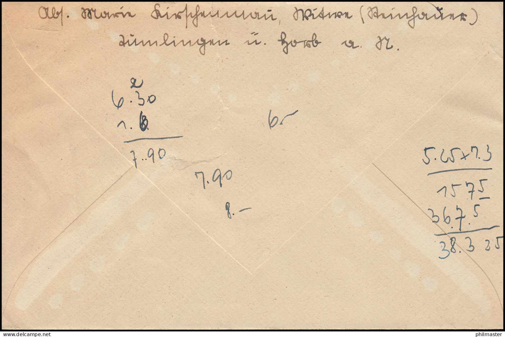 Landpost Tumlingen über HORB (NECKAR) 21.7.1949 Auf Brief Mit Notopfermarke 2 - Altri & Non Classificati