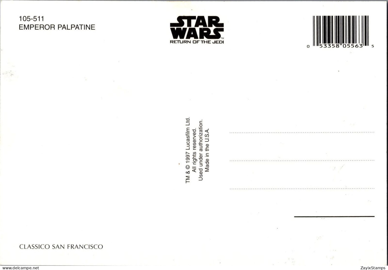 ZAYIX - US 4143 FDC Maxicard STAR WARS Classico Postcard - Emperor Palpatine - 2011-...