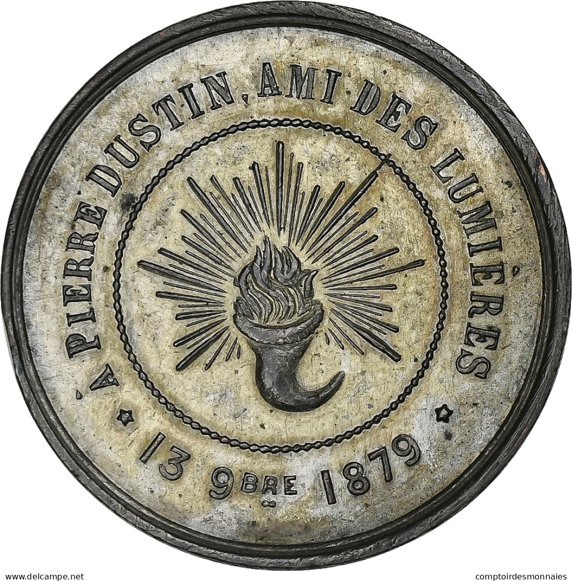Belgique, Médaille, Pierre Dustin, Ami Des Lumières, Ville De Bruxelles, 1879 - Autres & Non Classés