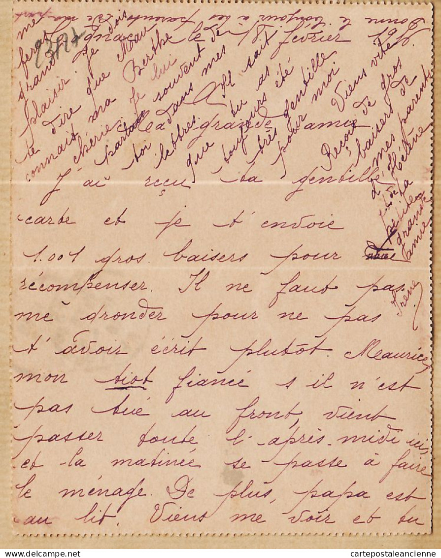 22243 / ⭐ Carte-Lettre Modèle 521 Cognac 18.02.1916 à ARNOUD Sage Femme 1er Classe Rue Croix Landolle Cpaww1 - Cartes-lettres