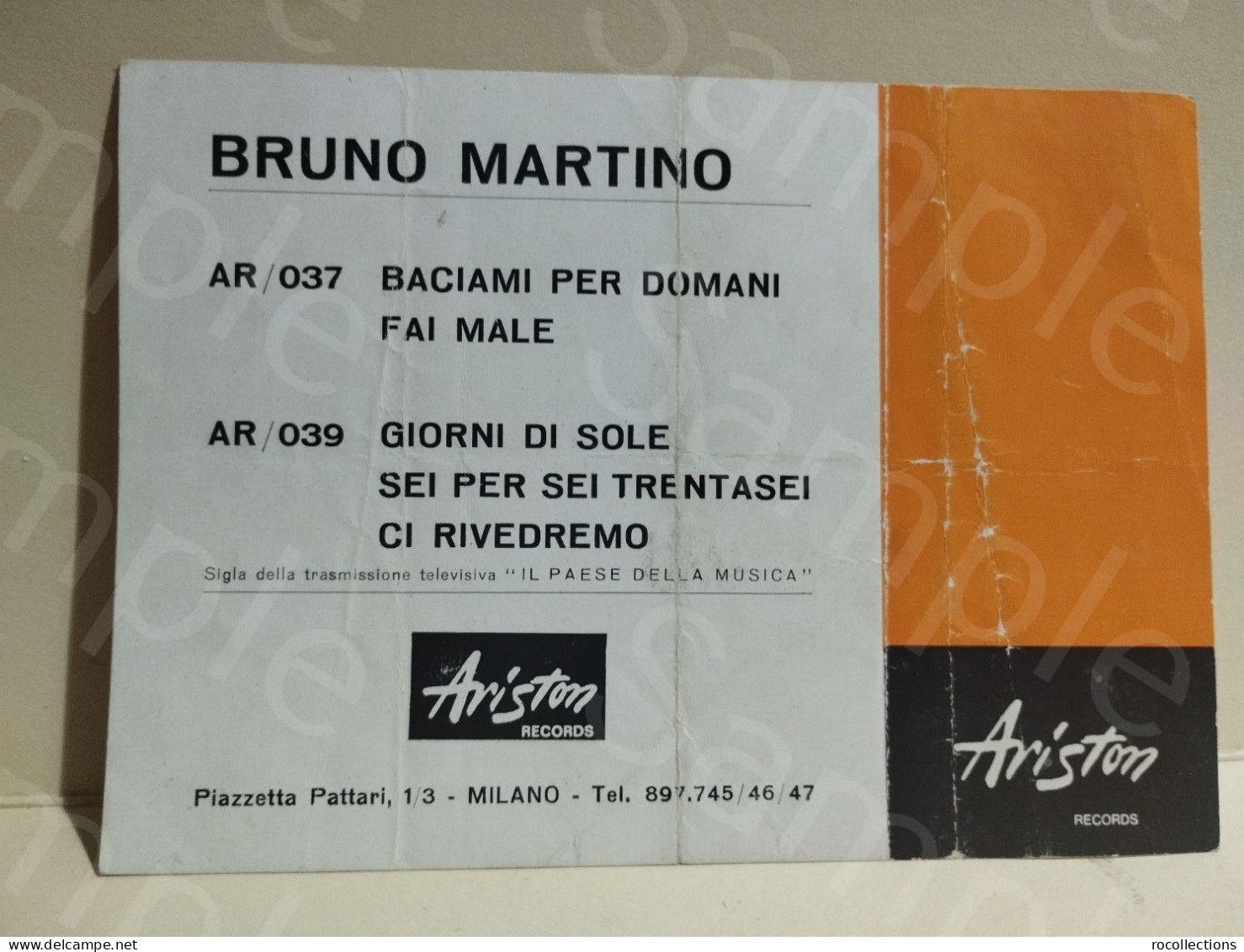 Italia Biglietto Con Dedica Cantante E Compositore BRUNO MARTINO 1966 - Zangers & Muzikanten