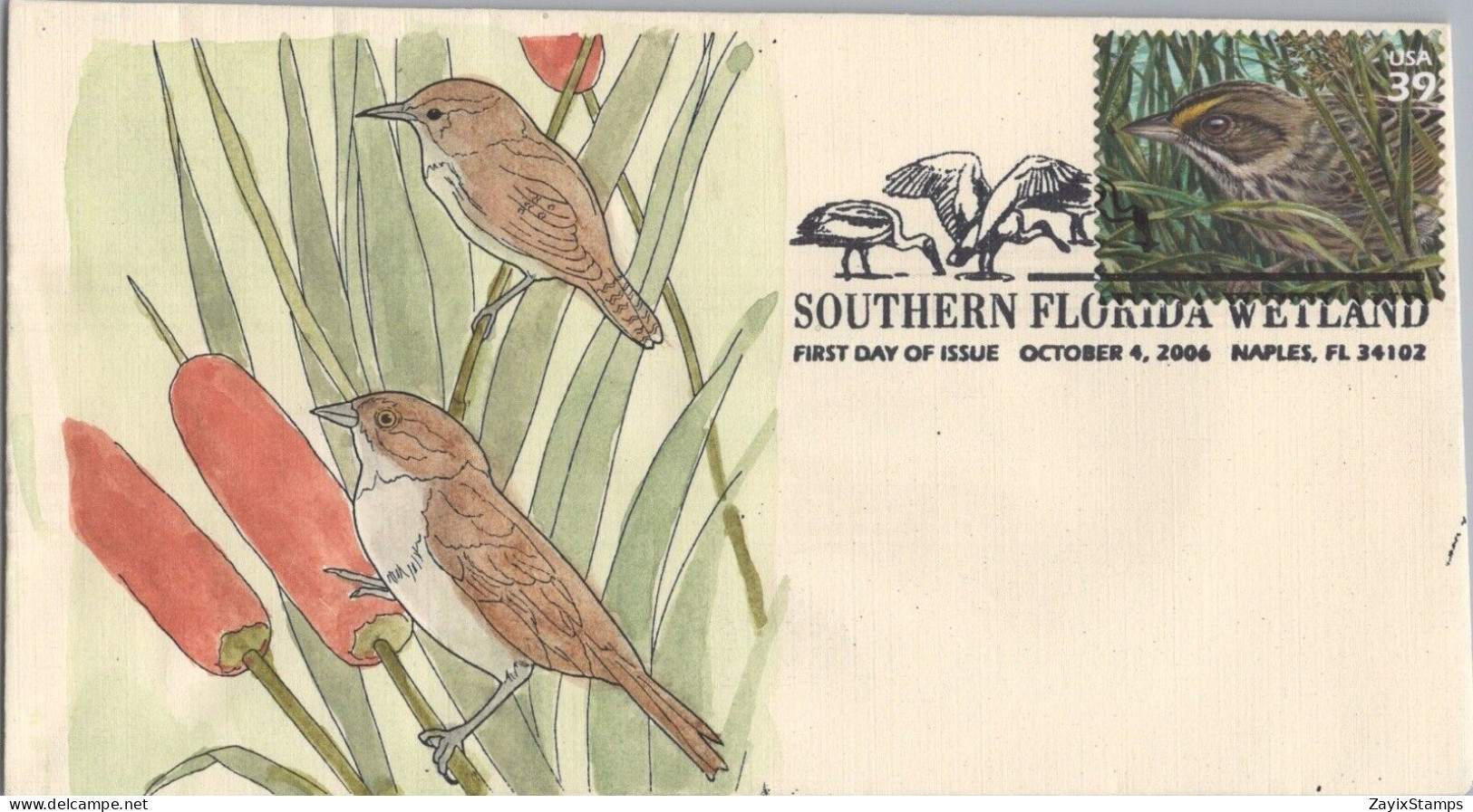 ZAYIX US 4099 SMB Cachets 10 hand-colored FDC Florida Wetlands birds 120622SM23