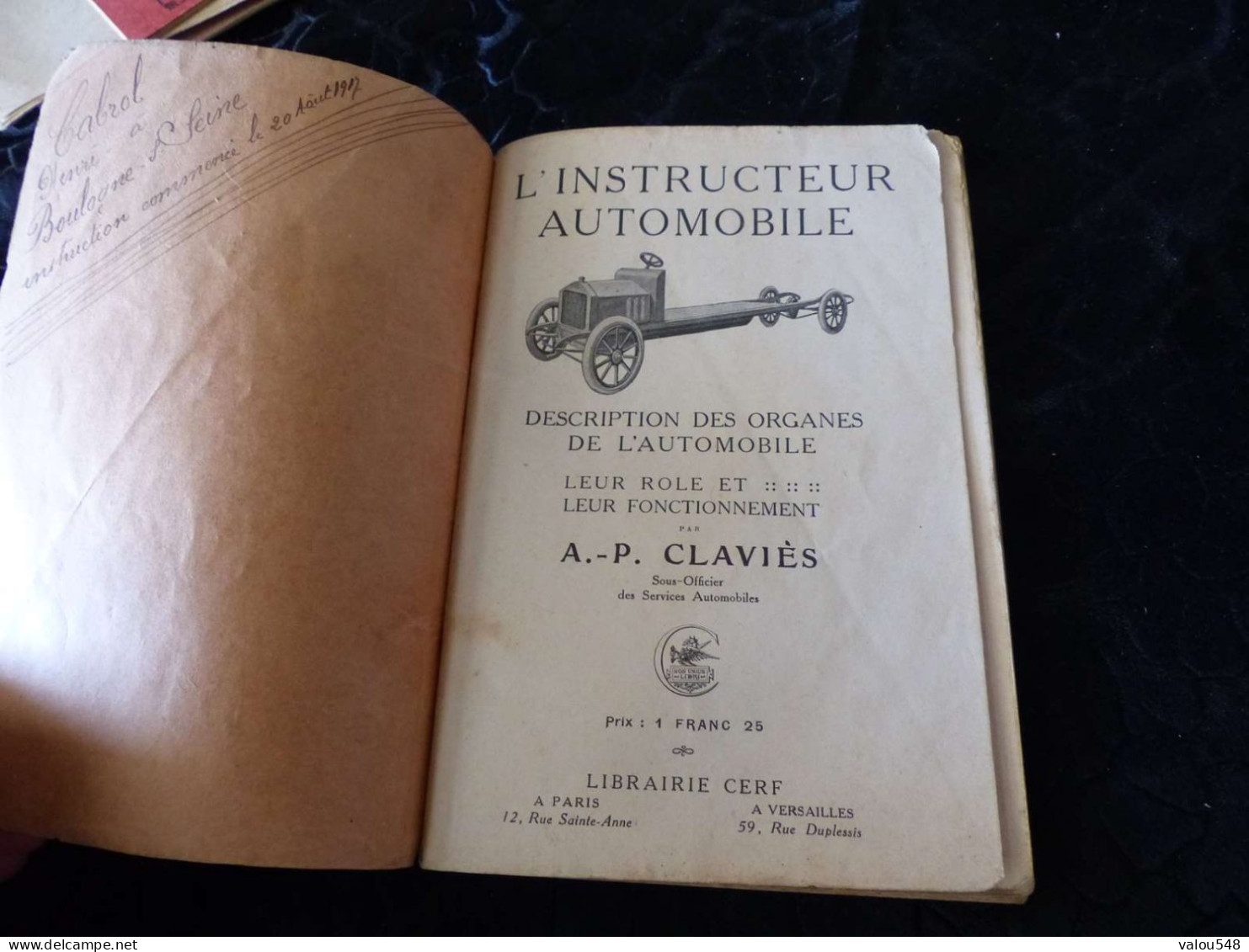 VP-692 , Petit Livre, L'INSTRUCTEUR AUTOMOBILE , Description Des Organes De L'auto, 1907, 71 Pages - Cars