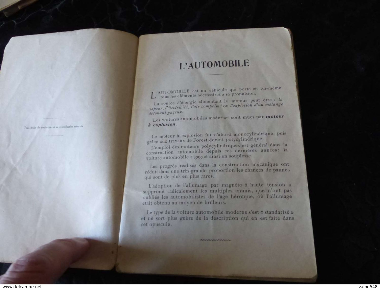 VP-692 , Petit Livre, L'INSTRUCTEUR AUTOMOBILE , Description Des Organes De L'auto, 1907, 71 Pages - Cars