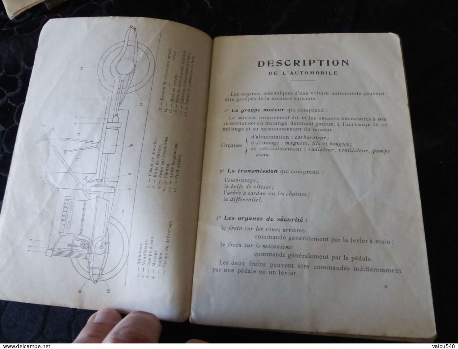 VP-692 , Petit Livre, L'INSTRUCTEUR AUTOMOBILE , Description Des Organes De L'auto, 1907, 71 Pages - Cars