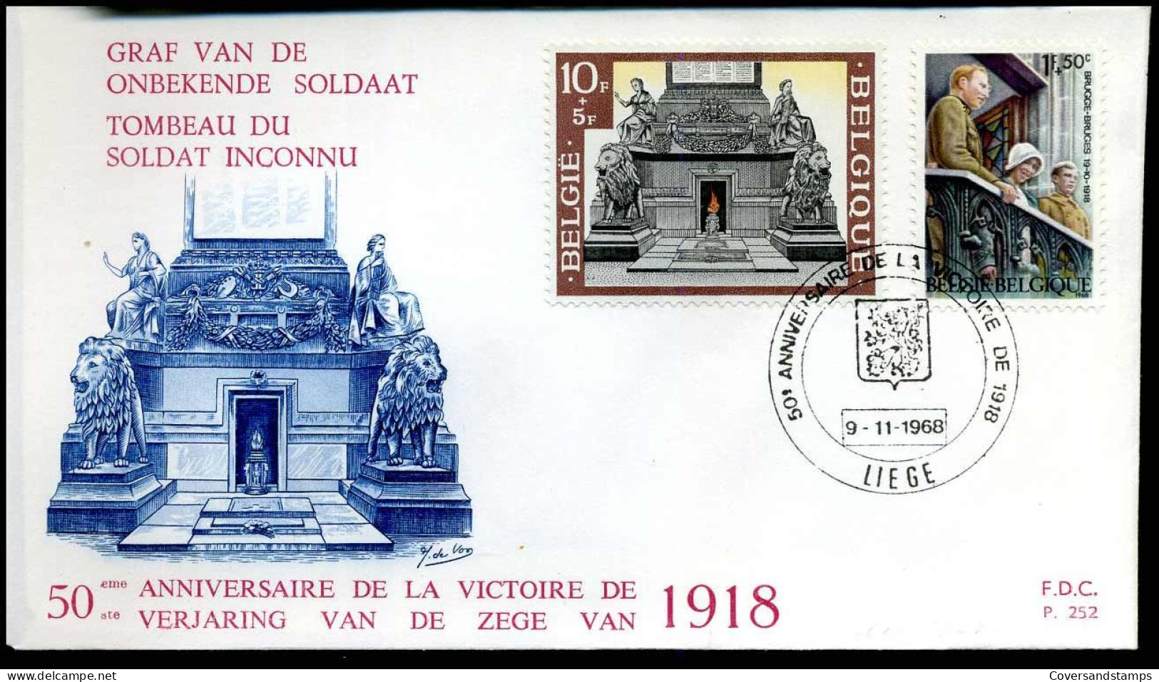 1474/77 -  FDC - Bijde Intocht In 1918 - Stempel : Charleroi + Liège - 1961-1970