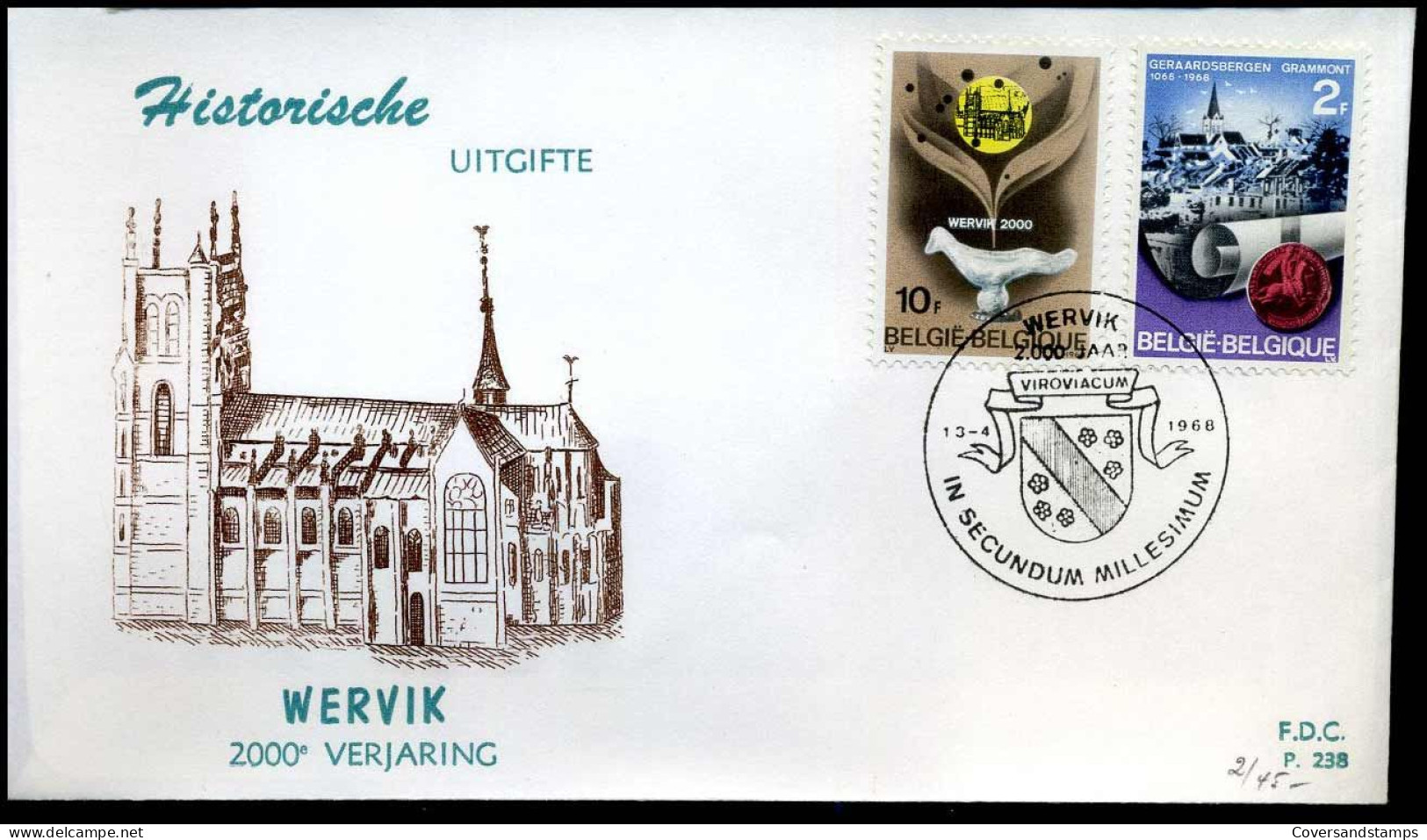 1448/51 -  FDC - Historische Uitgifte - Stempel : Wervik - 1961-1970