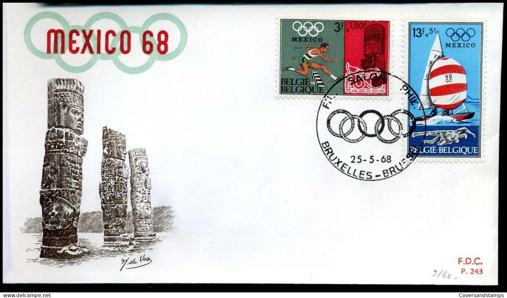 1456/60 -  FDC - Olympische Spelen Mexico 68 - Stempel : Bruxelles / Brussel - 1961-1970