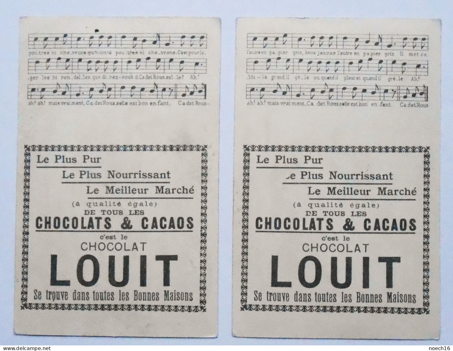 2 Chromos Chocolat Louit. Cadet-Rousselle, Partition De Musique - Louit