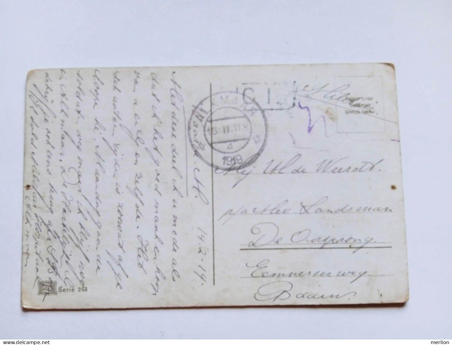 V0550 CPA    Military  Post  Alkmaar  14.2. 1919 - Brieven En Documenten