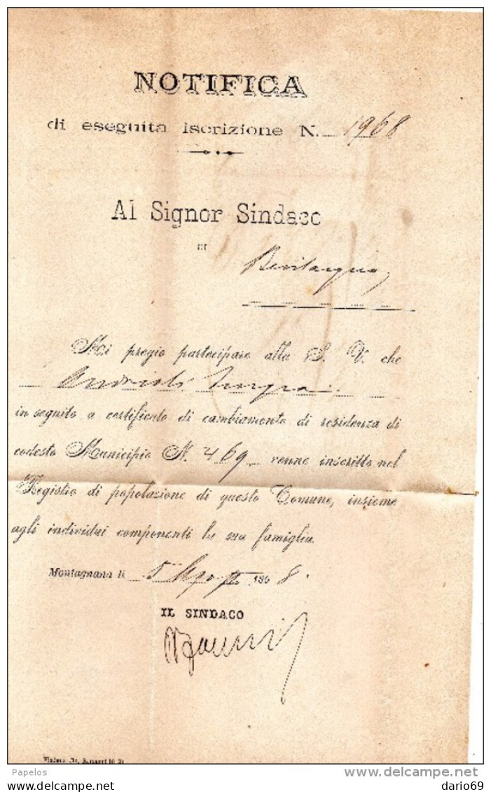 1898 LETTERA CON ANNULLO MONTAGNANA PADOVA  + BEVILACQUA - Marcofilía