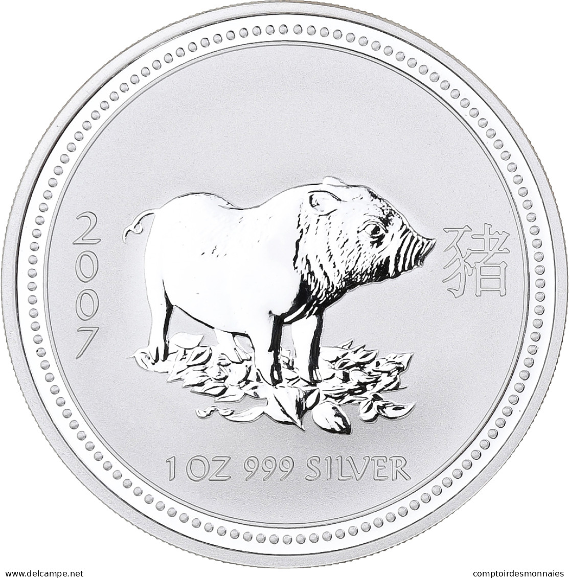Monnaie, Australie, Année Du Cochon, Dollar, 2007, 1 Oz, FDC, Argent - Silver Bullions