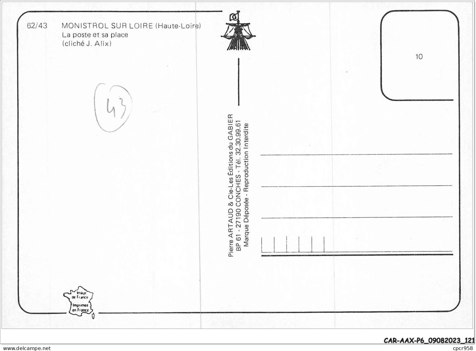 CAR-AAX-P6-43-0445 - MONISTROL-SUR-LOIRE - La Poste Et Sa Place - Monistrol Sur Loire