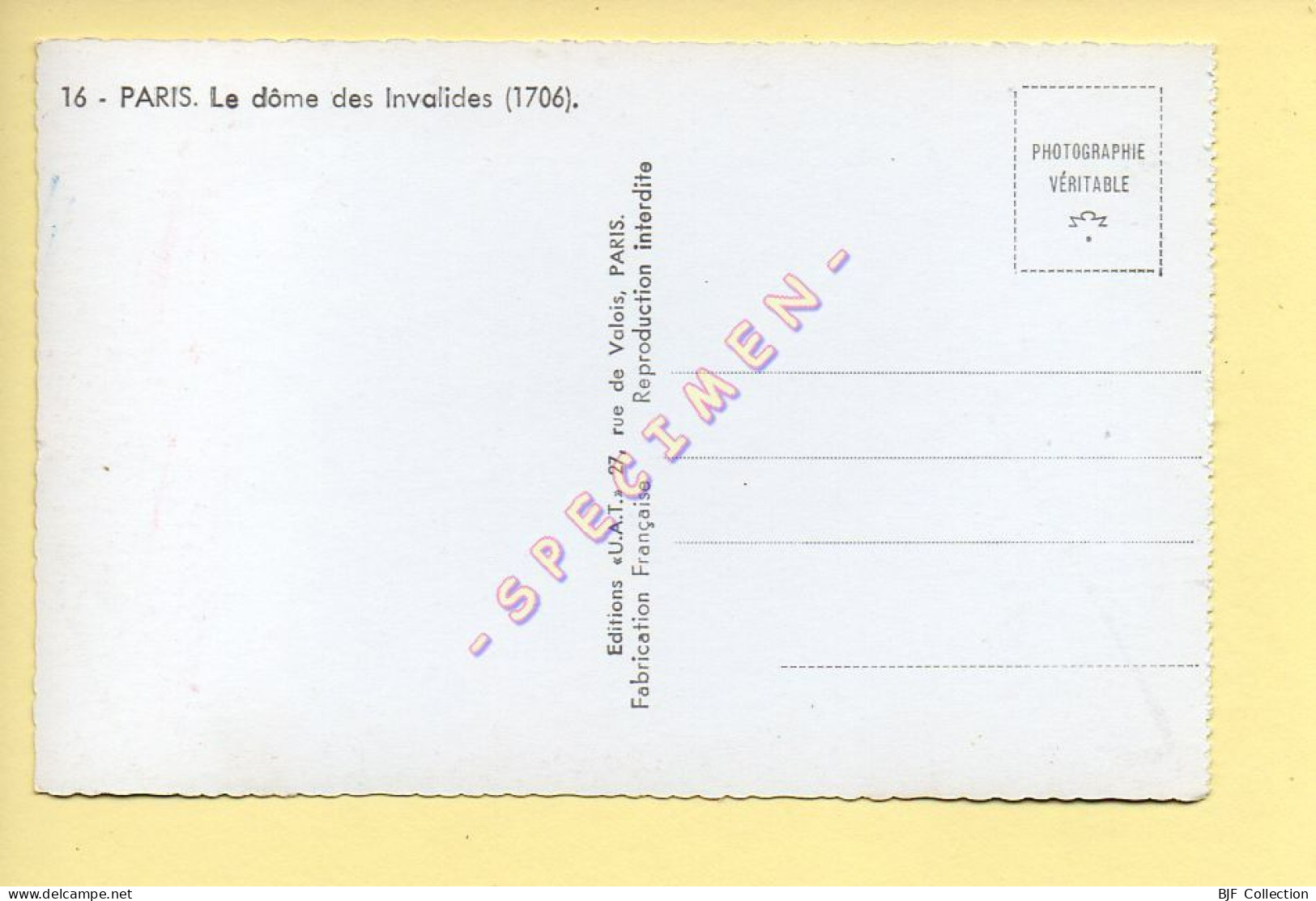 PARIS (07) Le Dôme De Invalides / CPSM (Ed: U.A.T.) (voir Scan Recto/verso) - District 07