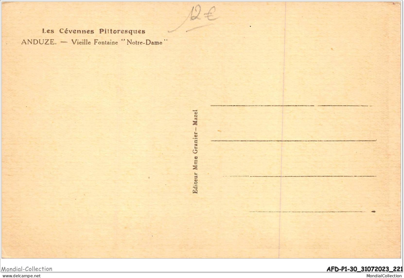 AFDP1-30-0111 - ANDUZE - Vieille Fontaine Notre-dame - Anduze