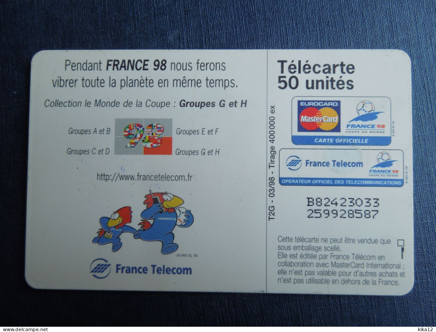 Football Coupe Du Monde 1998    50 U    TC2423 - Non Classificati