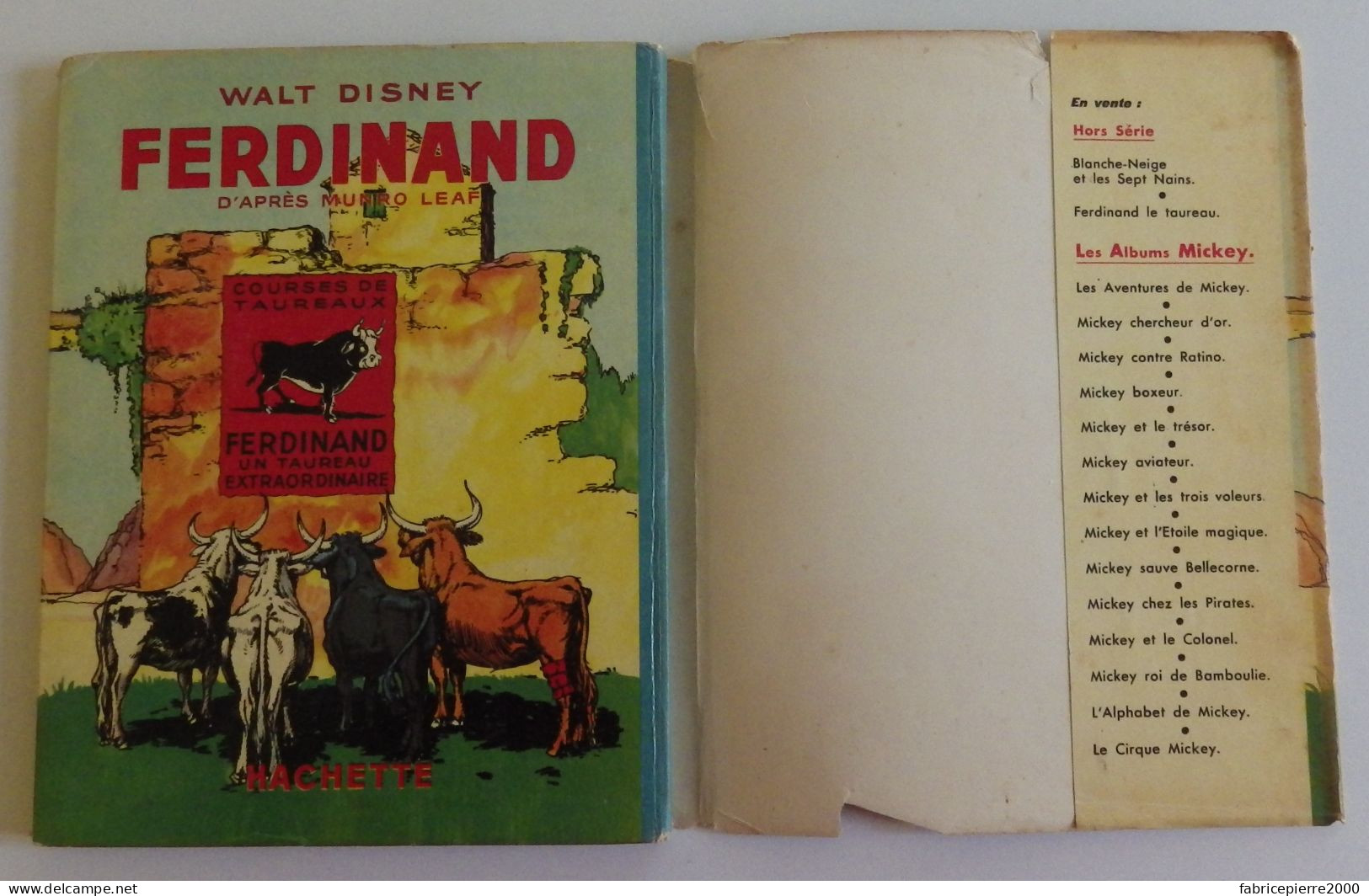 FERDINAND de Walt DISNEY - 1939 Excellent état, EO Edition Originale française, avec jaquette