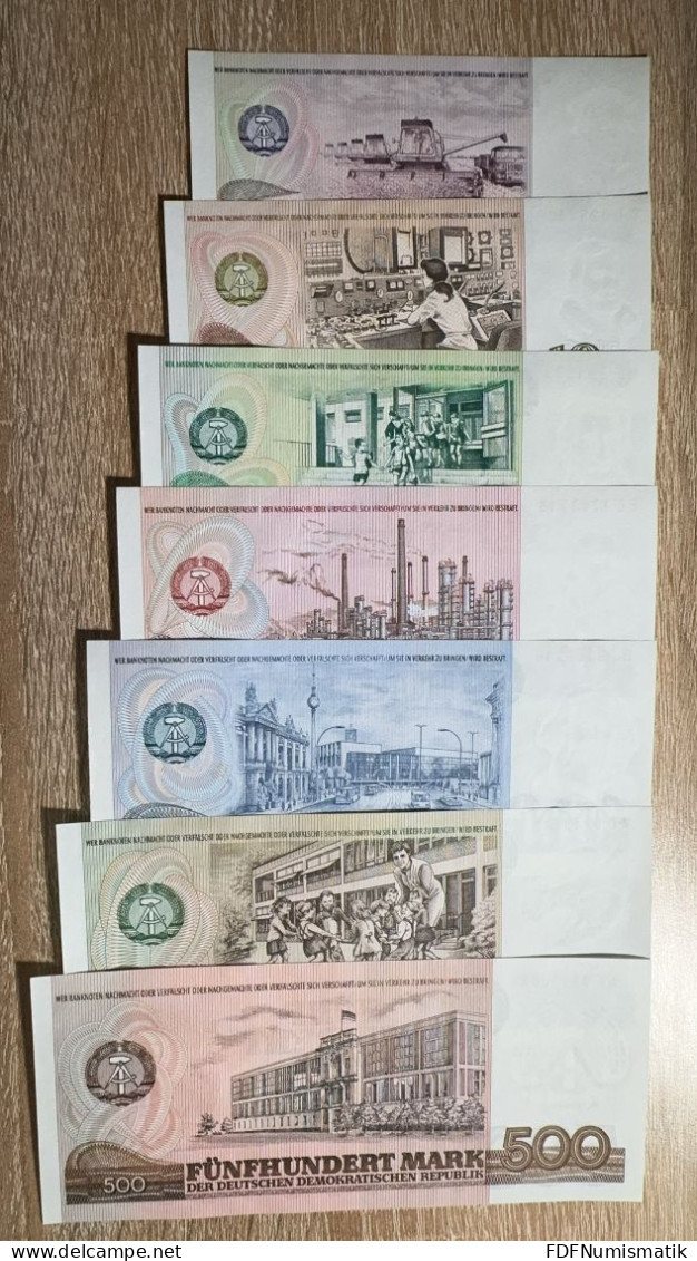 Germany，GDR, 5-500 Mark，1971-1985，pick 27-33 ，full Set，all UNC Condition - Collections