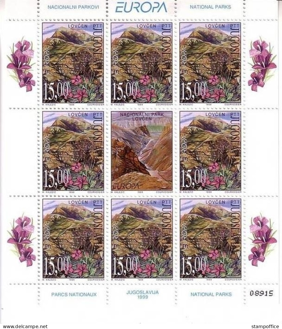 JUGOSLAWIEN MI-NR. 2910-2911 POSTFRISCH(MINT) KLEINBOGENSATZ EUROPA 1999 FALKE NATUR- Und NATIONALPARKS - 1999