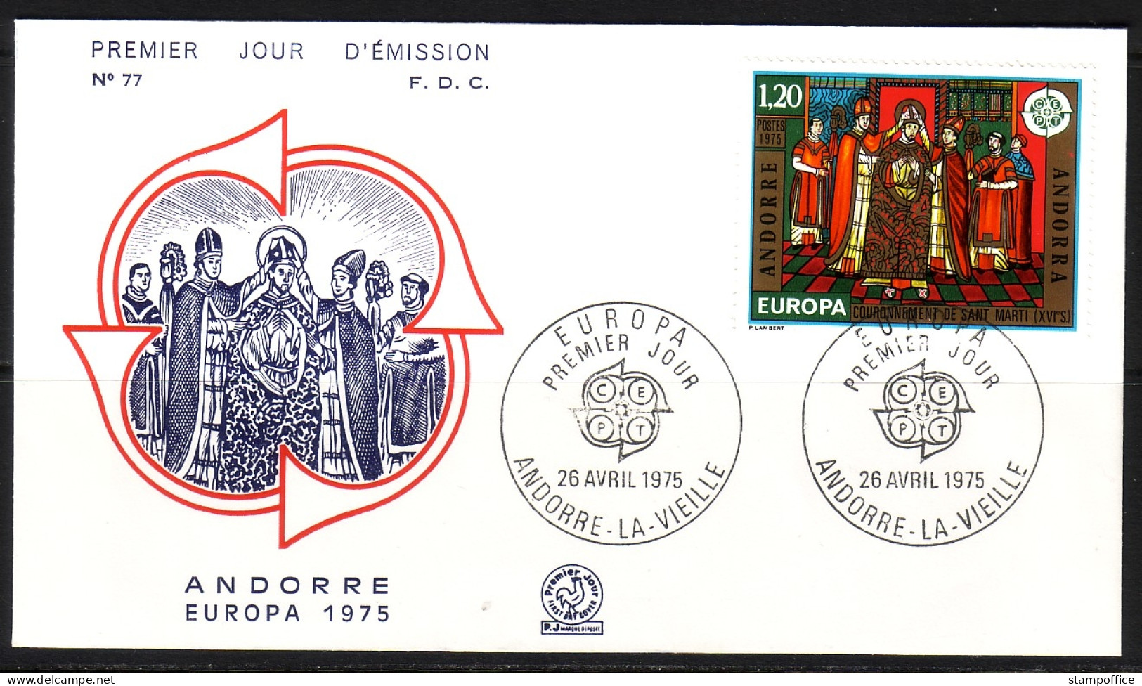 ANDORRA FRANZÖSISCH MI-NR. 264-265 FDC EUROPA CEPT 1975 - GEMÄLDE - FDC