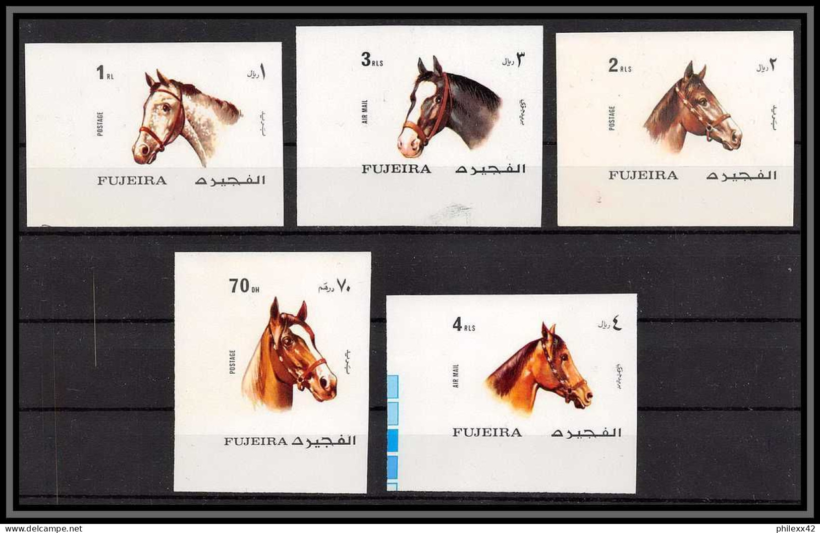 Fujeira - 1540c/ N°810/814 B Cheval (chevaux Horse Horses) Essai (proof) Non Dentelé Imperf ** MNH  - Paarden