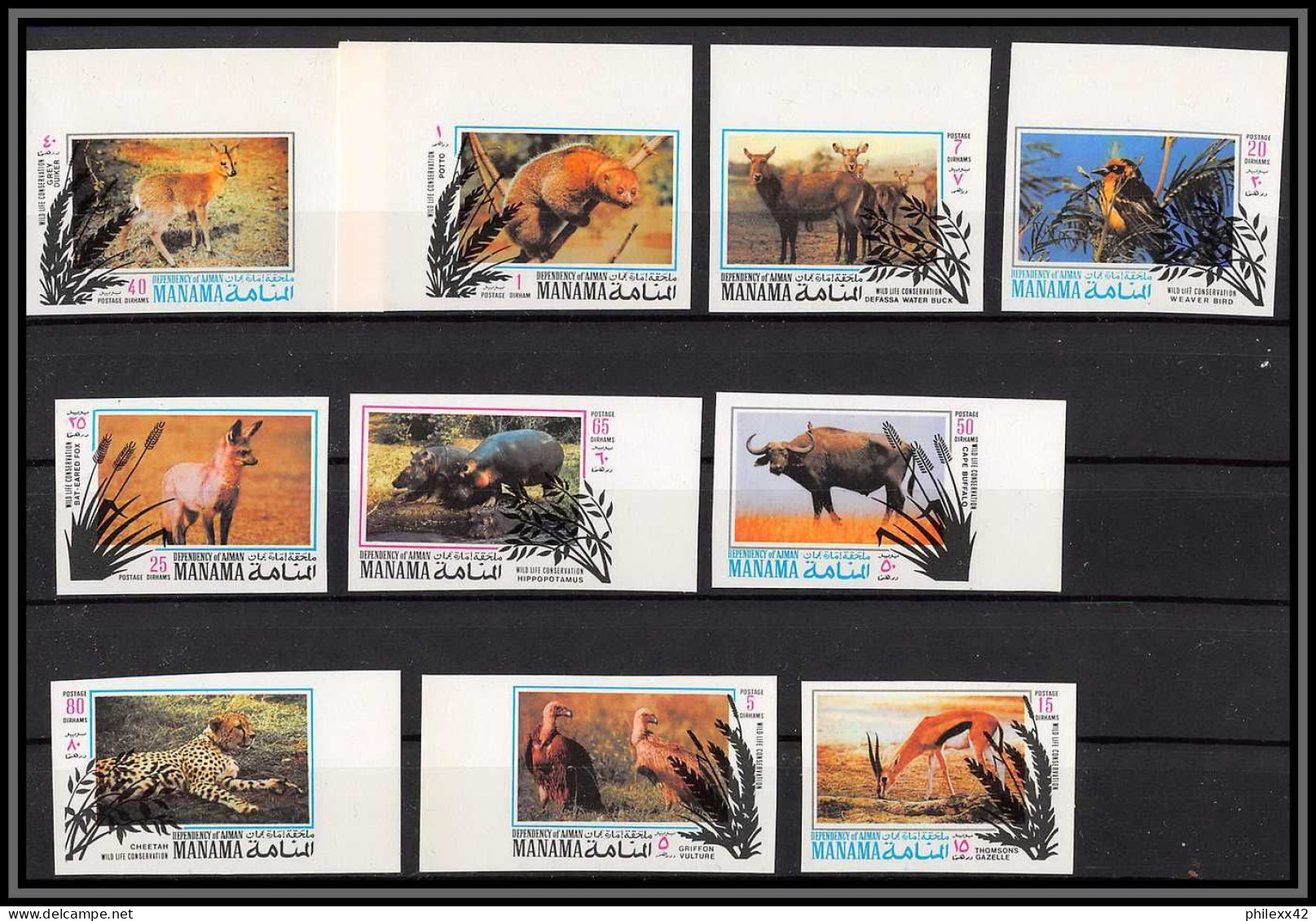 Manama - 3465e/ N°514/533 B Protection Of Animals 1971 Neuf ** MNH Elephant Lion Rhinoceros Crocodile Non Dentelé Imperf - Elefantes