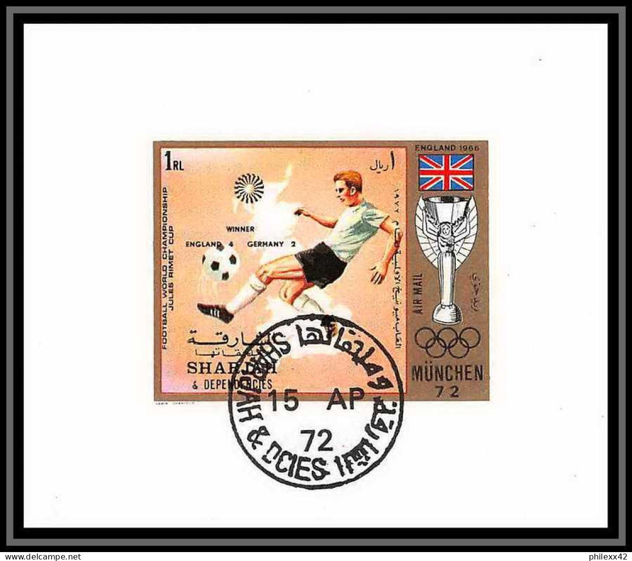 Sharjah - 2028/ N°1142/1151 Football Soccer Jules Riney World Cup Munchen 1972 Deluxe Blocs Used  - 1930 – Uruguay