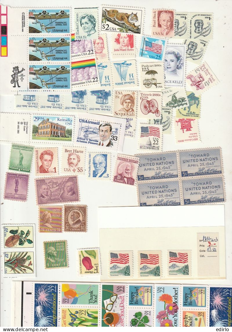 ///  ETATS UNIS /// Petit Lot Timbres Neufs 95%** Et 5%* Bonne Côteou Faciale ....4 Scans - Collezioni & Lotti