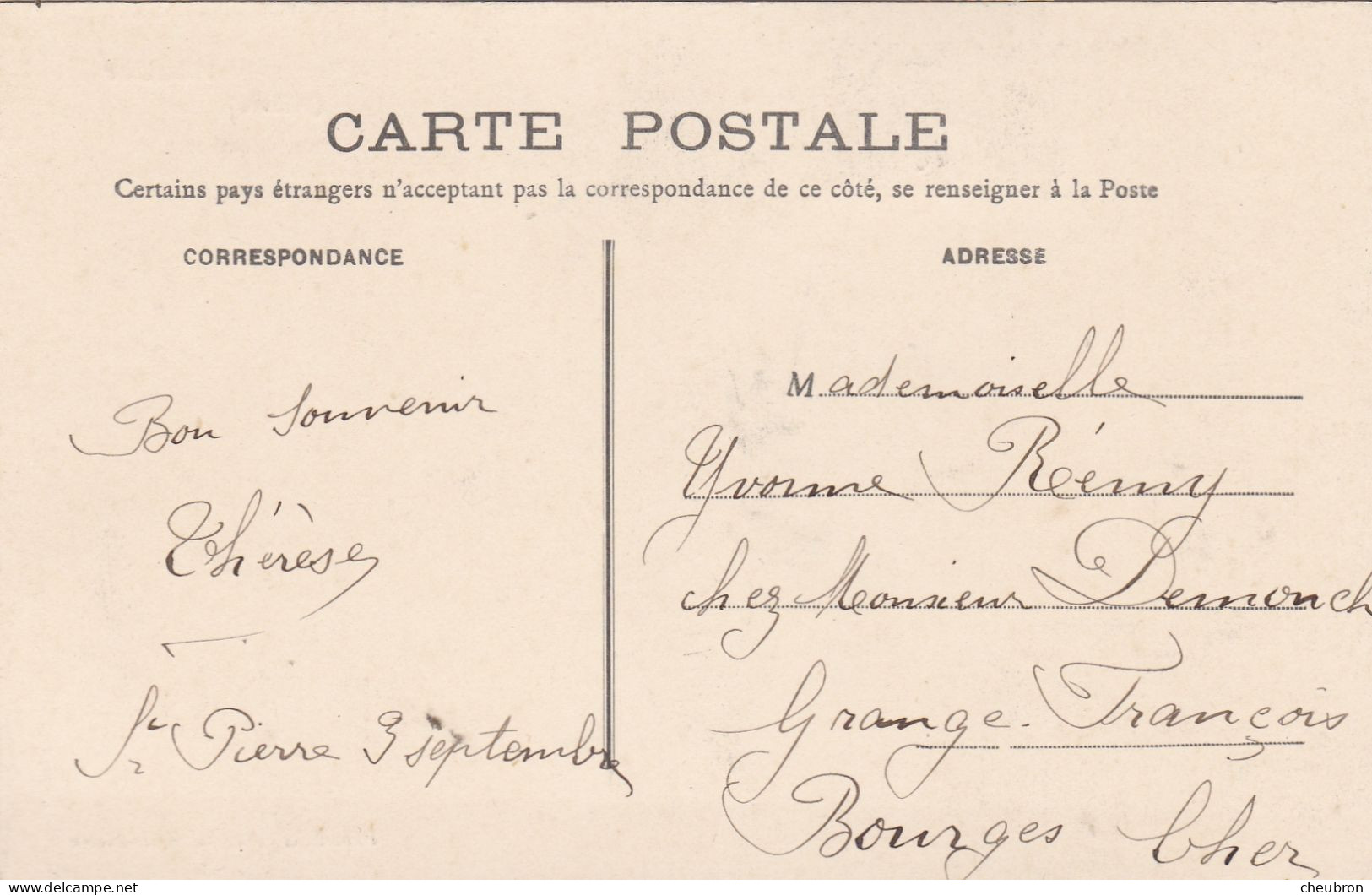 58. SAINT PIERRE LE MOUTIER. CPA. HOPITAL- HOSPICE. ANNEE 1909+ TEXTE - Saint Pierre Le Moutier