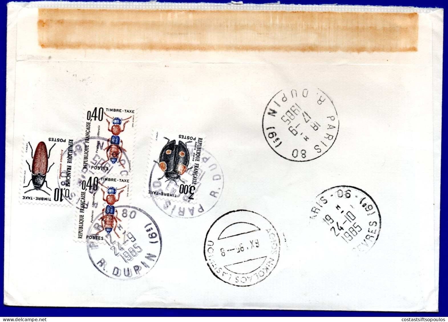 3503. RETURNED FROM FRANCE LETTER TO AG. NICOLAOS, CRETE 7.80 ??? FR. POSTAGE DUE - Lettres & Documents