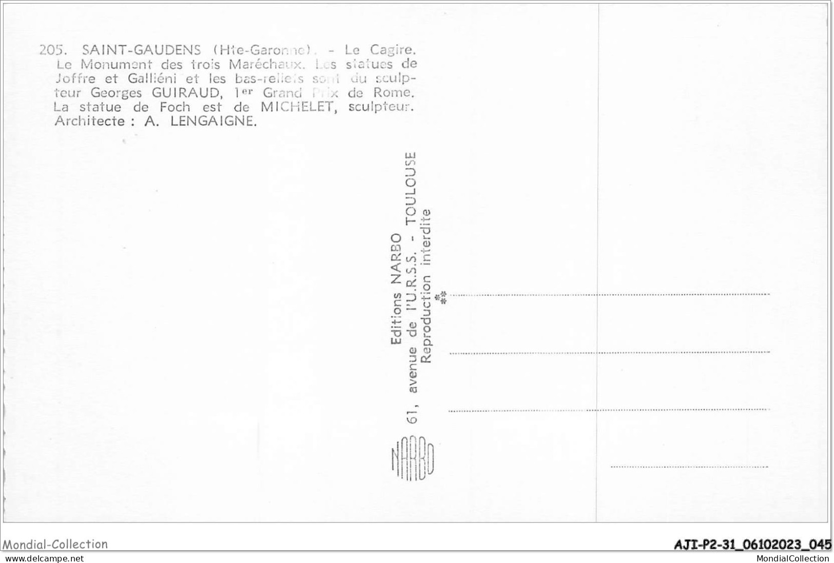 AJIP2-31-0100 - SAINT-GAUDENS - Le Cagire - Le Monument Des Trois Maréchaux - Saint Gaudens