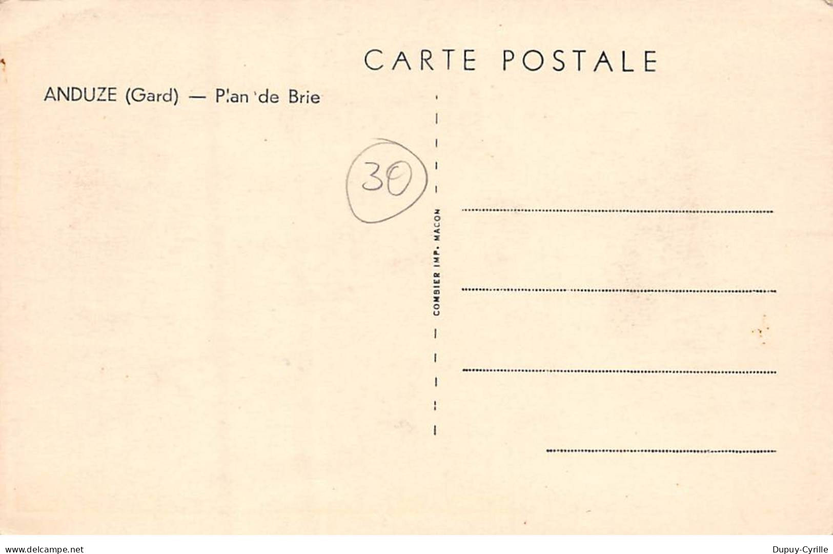 ANDUZE - Plan De Brie - Très Bon état - Anduze